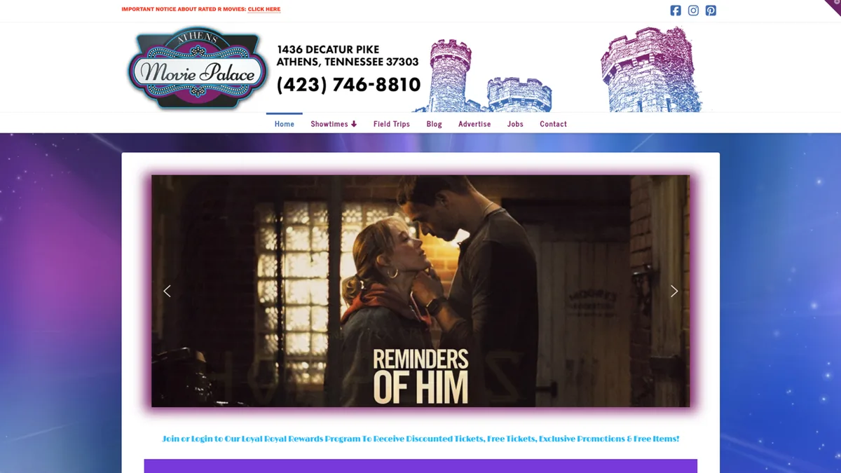Athens Movie Palace homepage preview