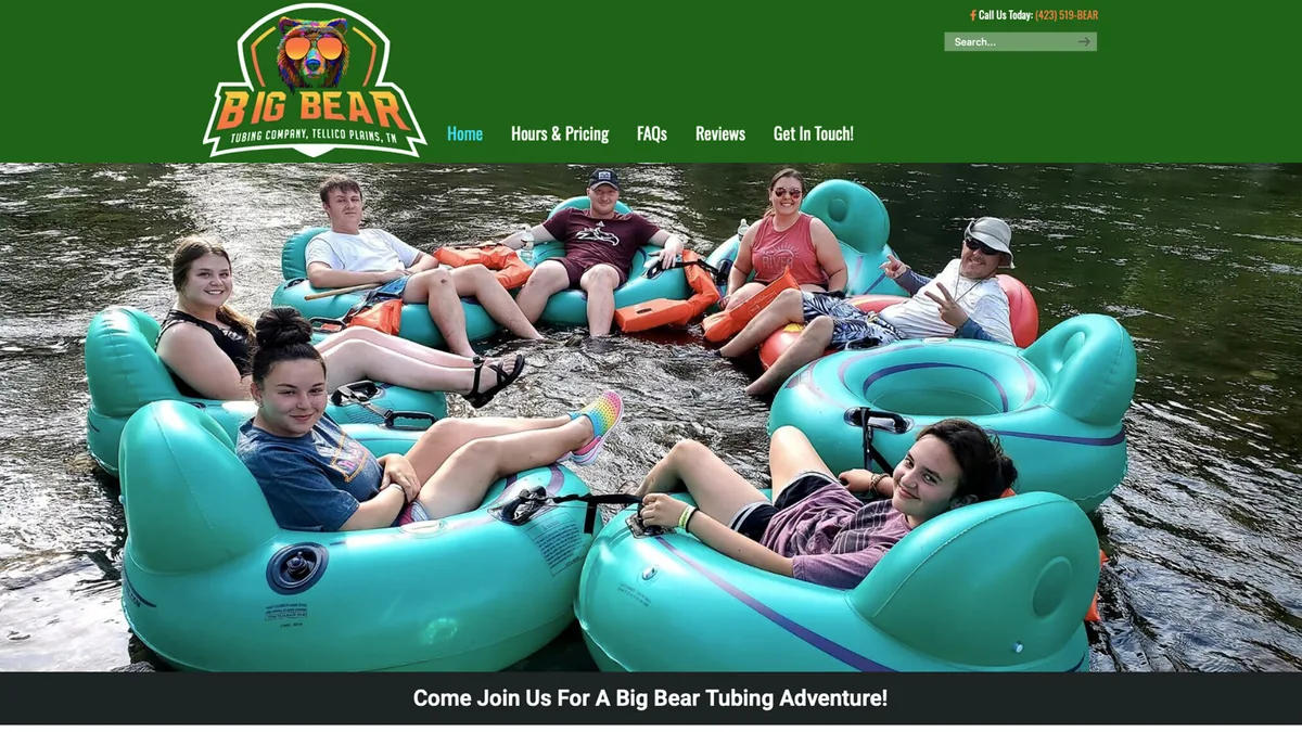 Big Bear Tubing homepage preview