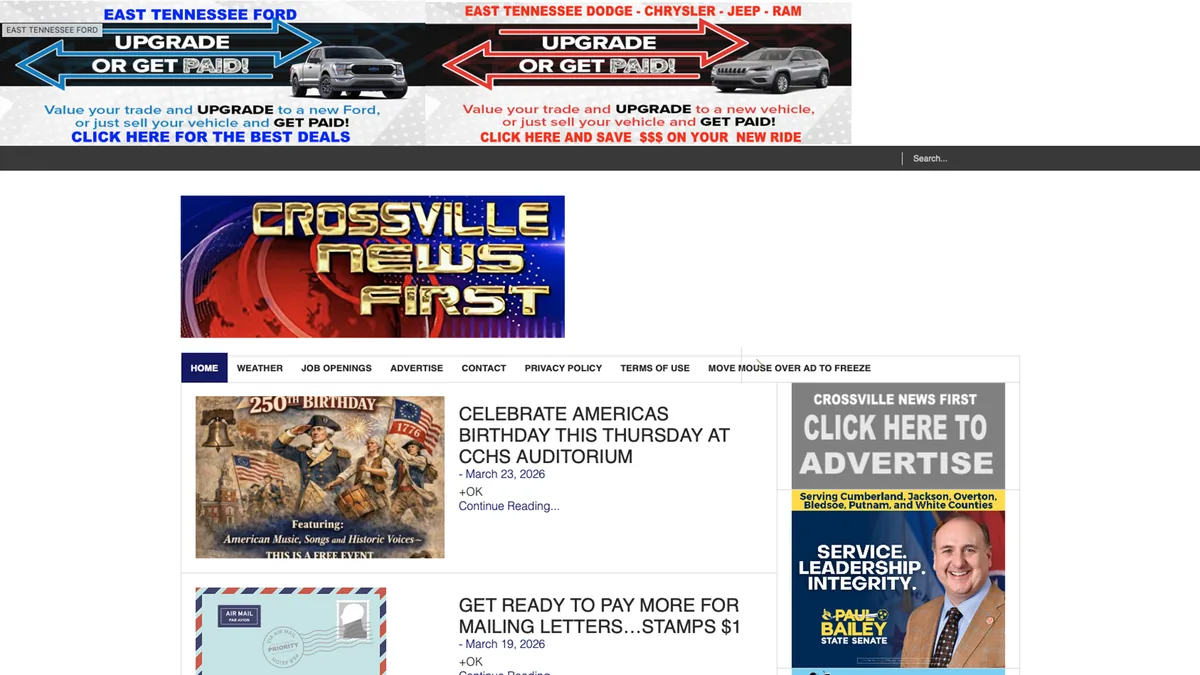 Crossville News 1st homepage preview