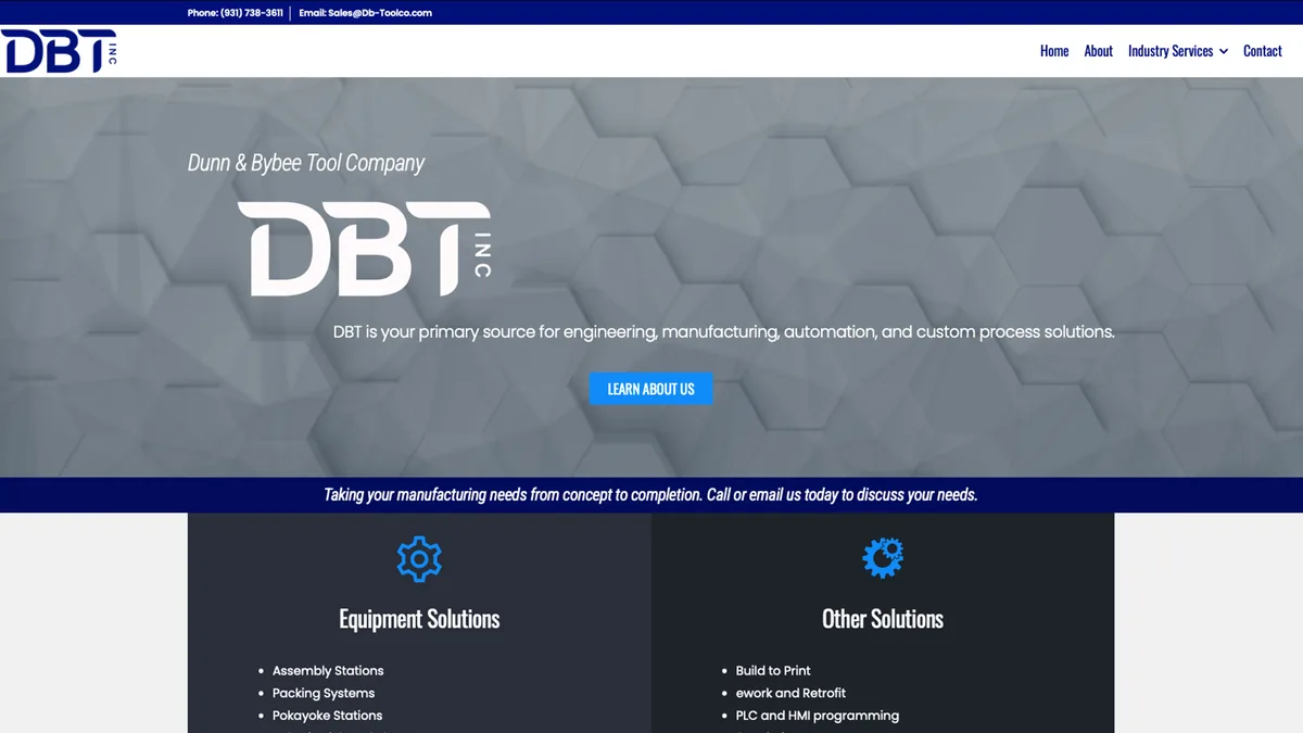 DB Tool Co. homepage preview