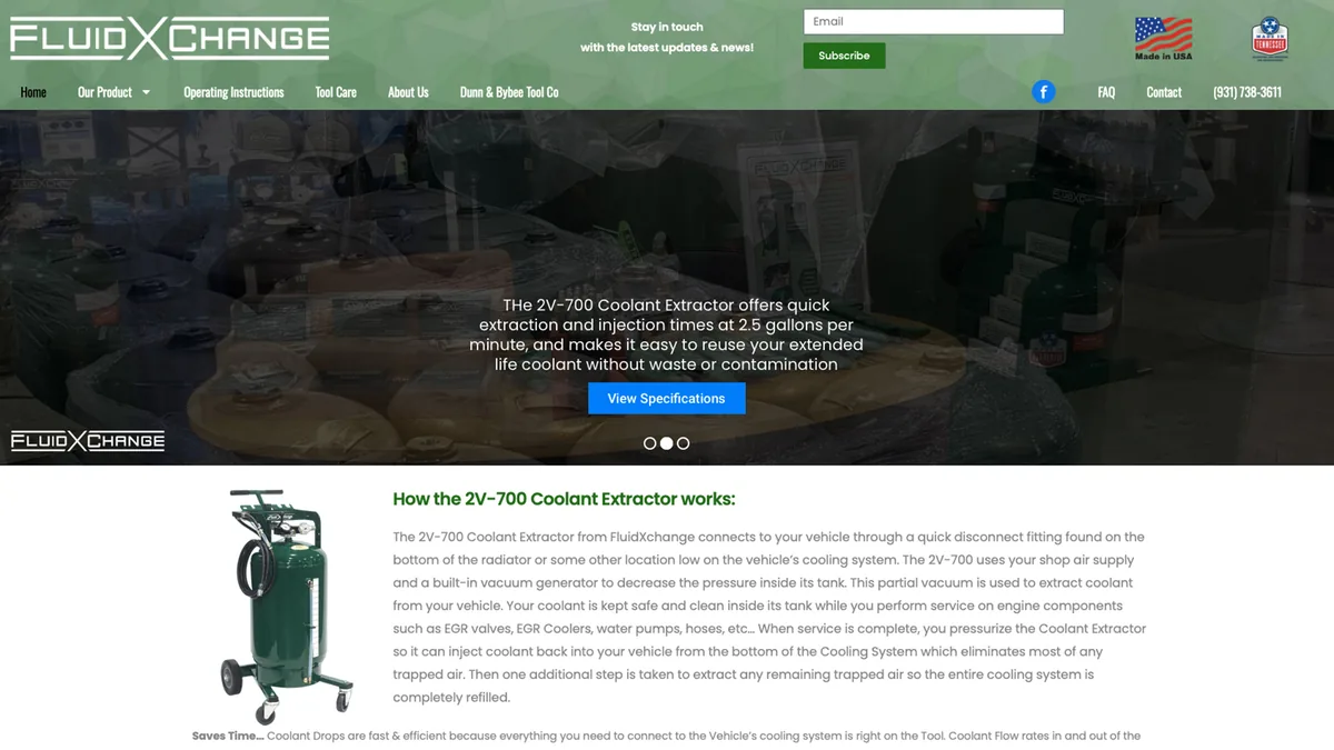 FluidXChange homepage preview