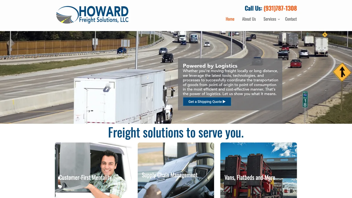 Howard Freight Solutions homepage preview