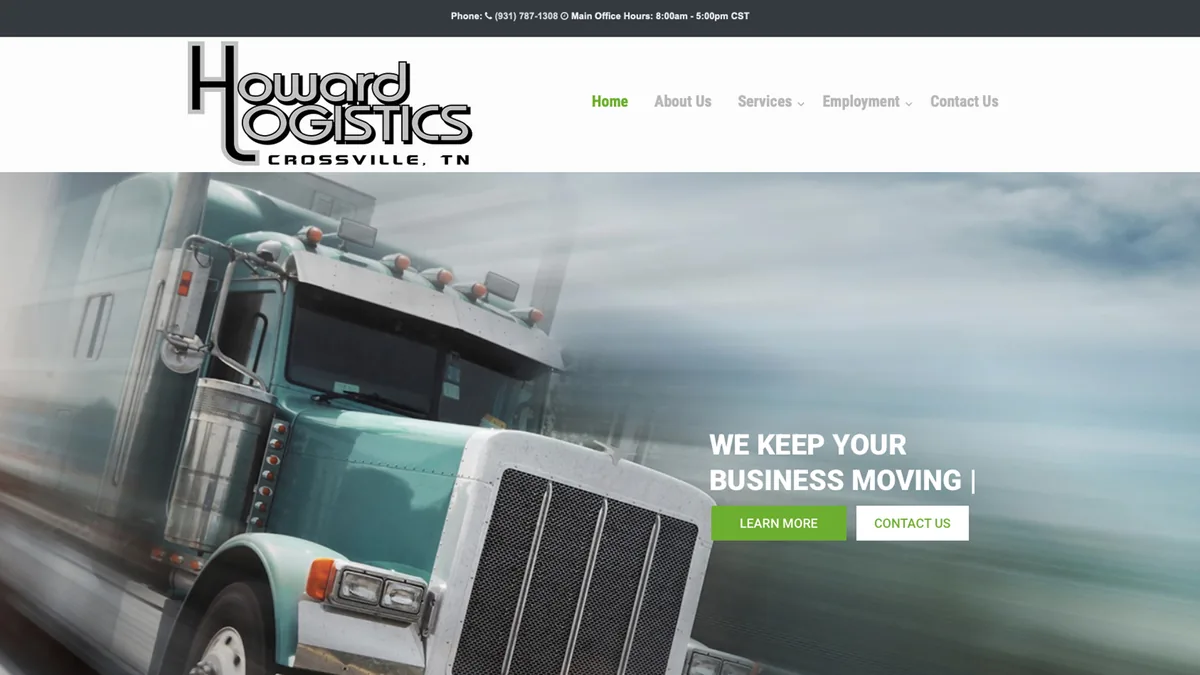 Howard Logistics TN homepage preview