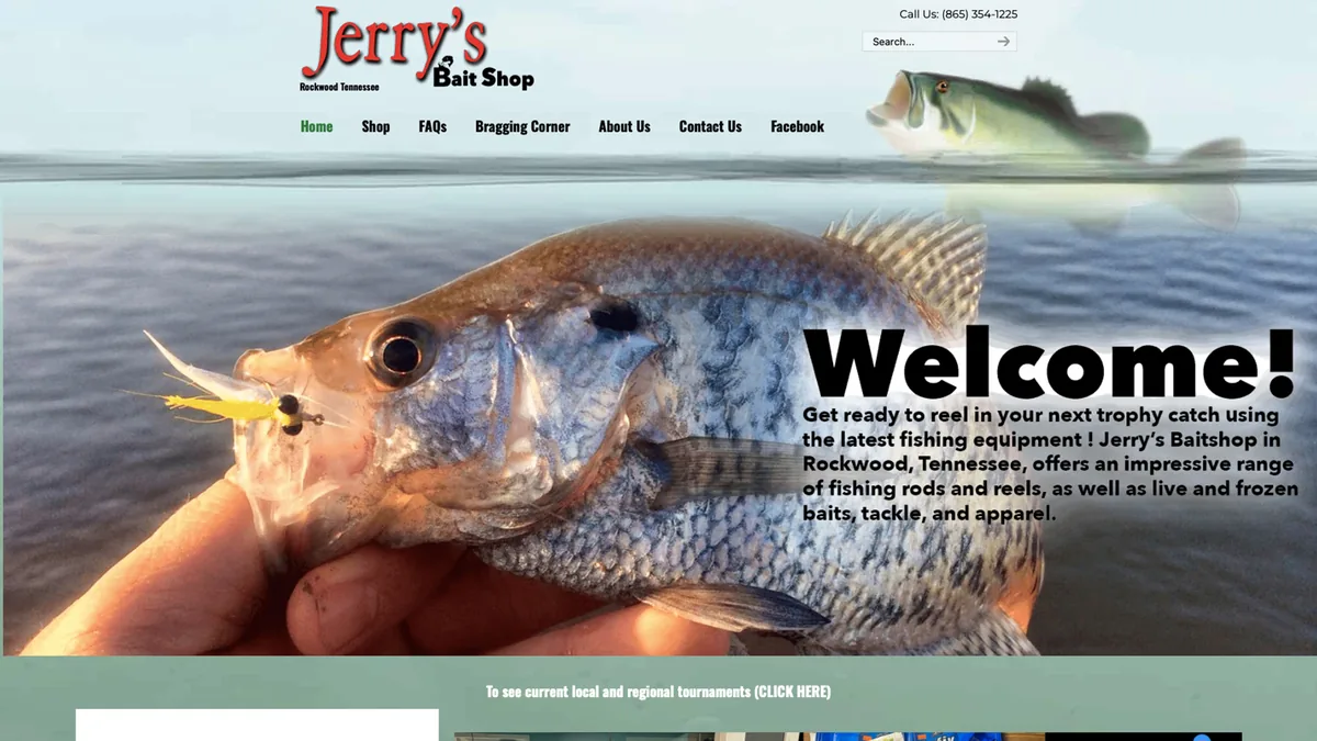 Jerry's Bait Shop TN homepage preview