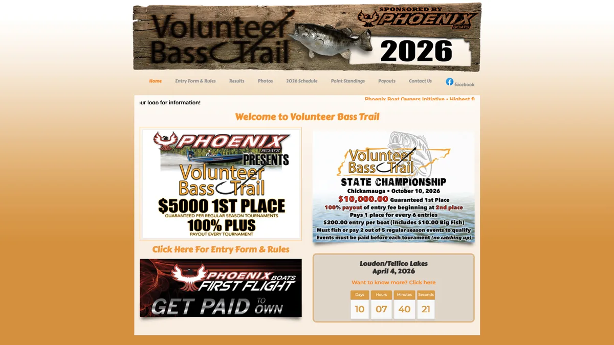 Volunteer Bass Trail homepage preview