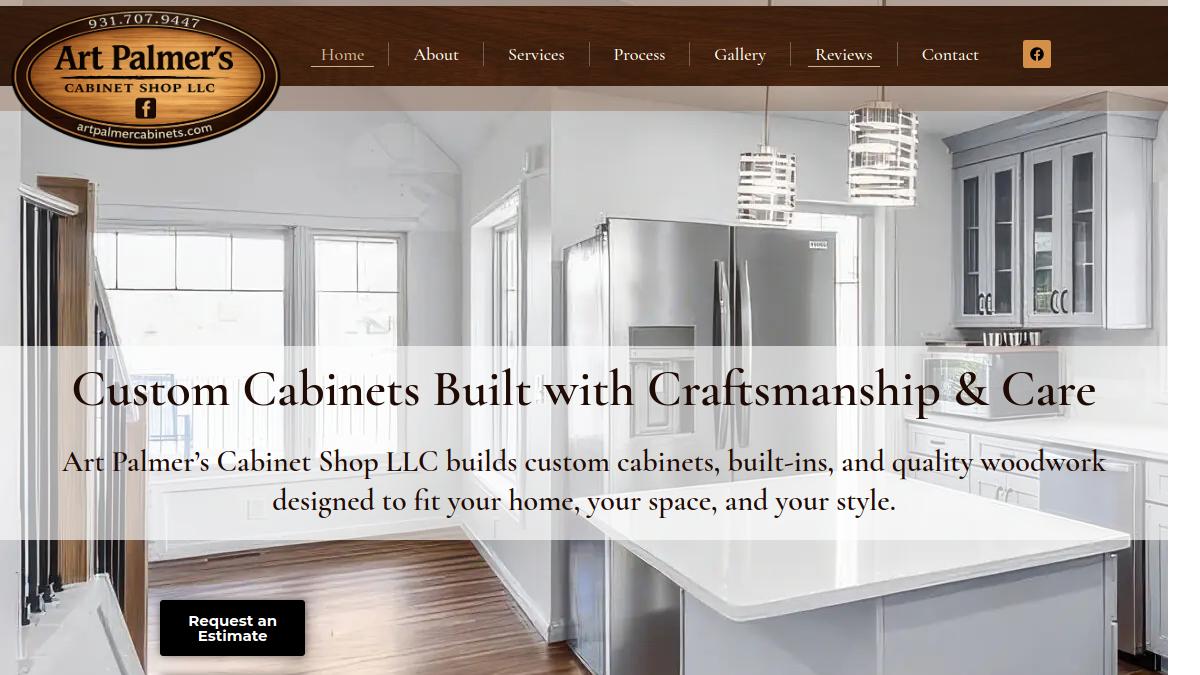 Website design project by Maximum Site Design for Art Palmer's Cabinet Shop
